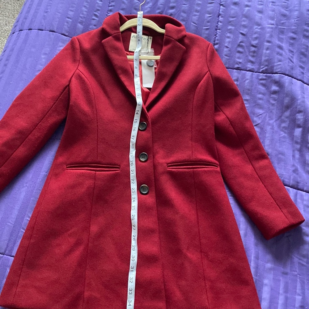 Red pea coat